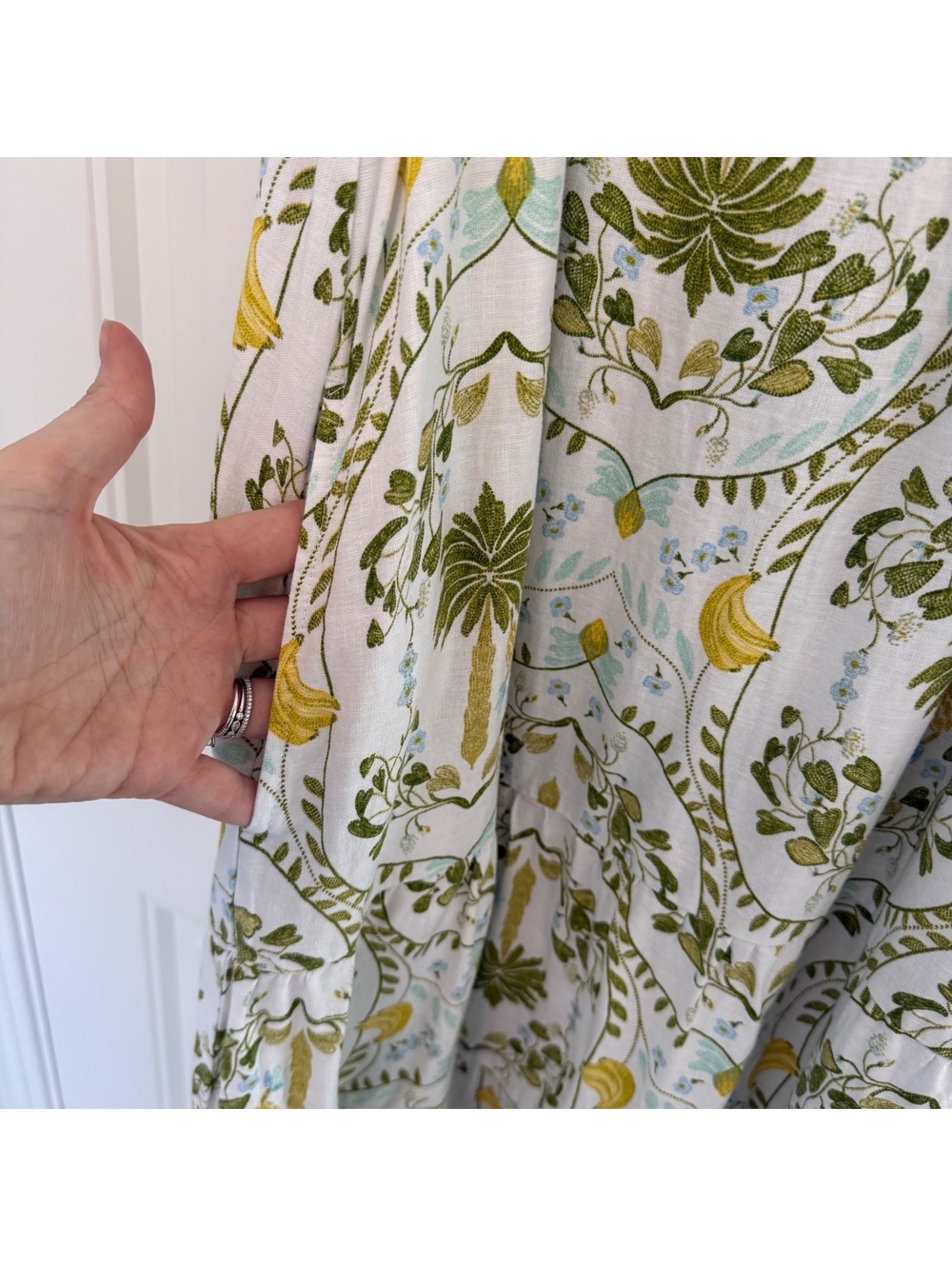 NWT Calypso St. Barth White & Green Floral Linen Summer Dress Size Medium - Picture 7 of 13